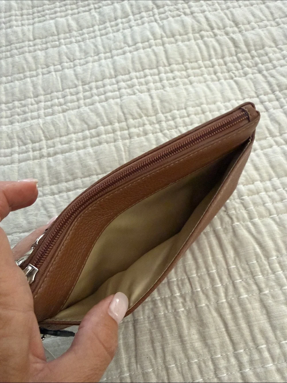 Coach Brown saddle Leather Wristlet Clutch